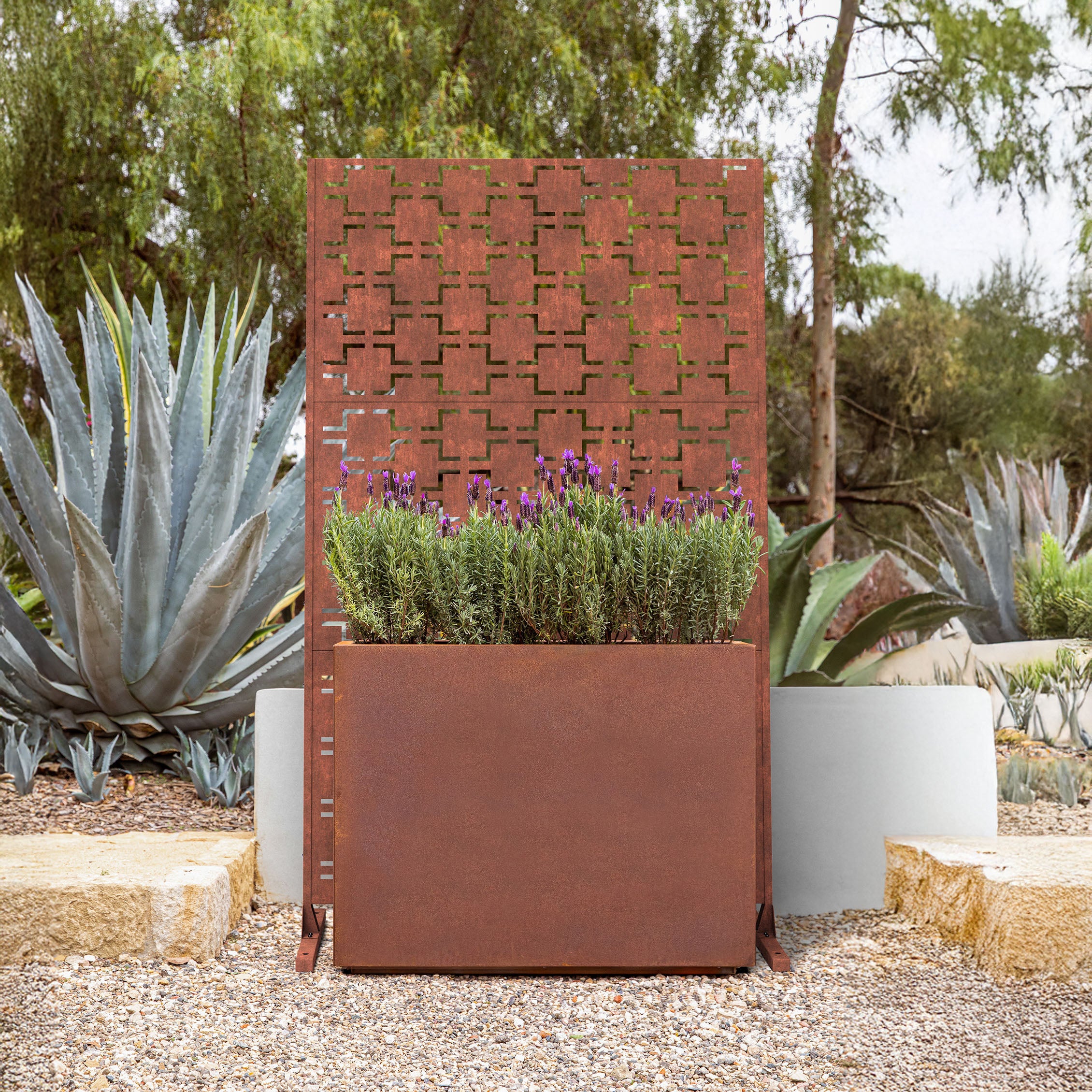 corten span planter with privacy screen set - Image 6